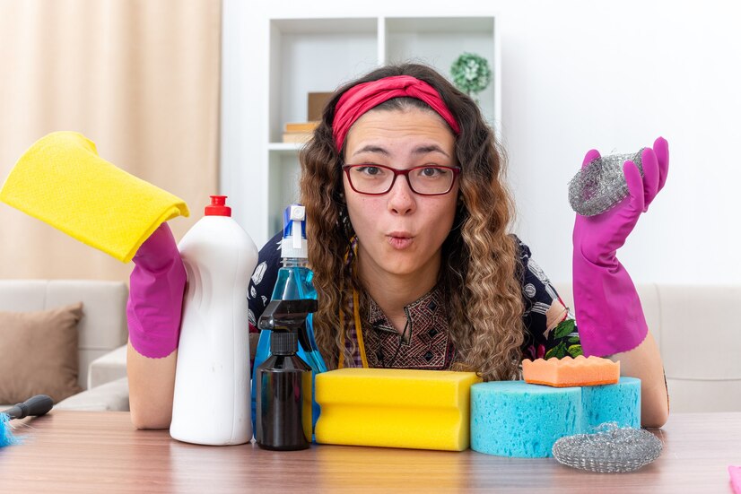 young-woman-rubber-gloves-looking-camera-confused-sitting-table-with-cleaning-supplies-tools-light-living-room_141793-94143